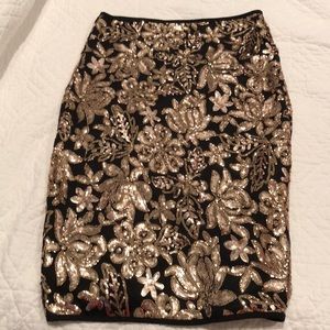 Floral Sequin Pencil Skirt